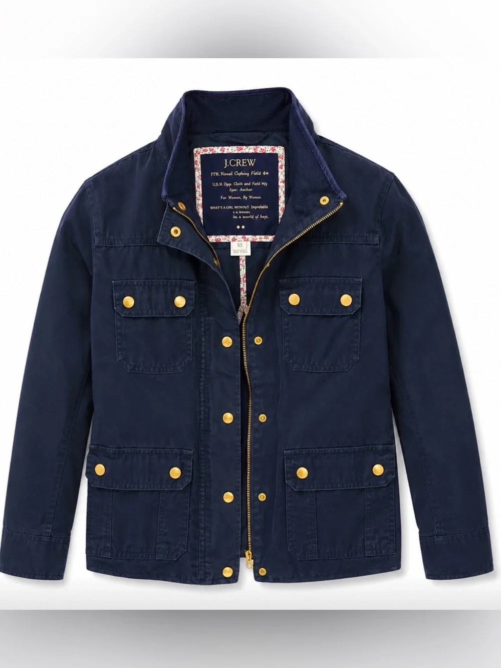 J. Crew Navy Field Jacket with Gold-Tone Hardware